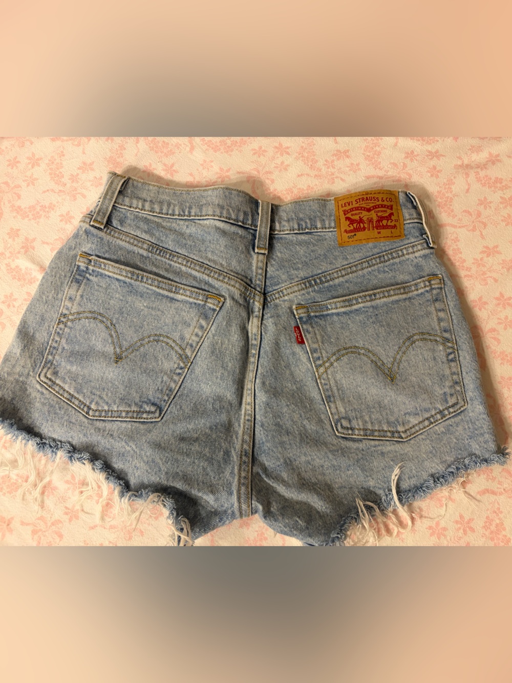 Levi's 501 Light Wash Distressed Denim Shorts With Button Fly Women’s 26 Waist